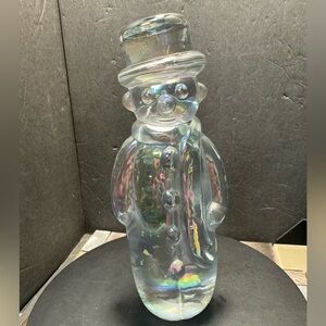 Vintage Iridescent Art Glass Snowman Christmas